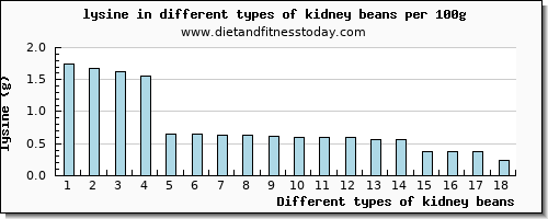 kidney beans lysine per 100g